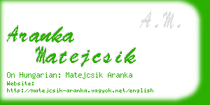 aranka matejcsik business card